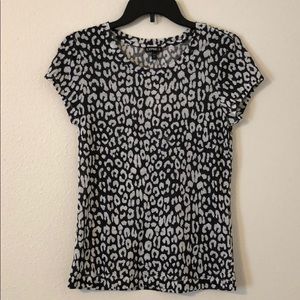Express Black & Grey Leopard Linen Tee
